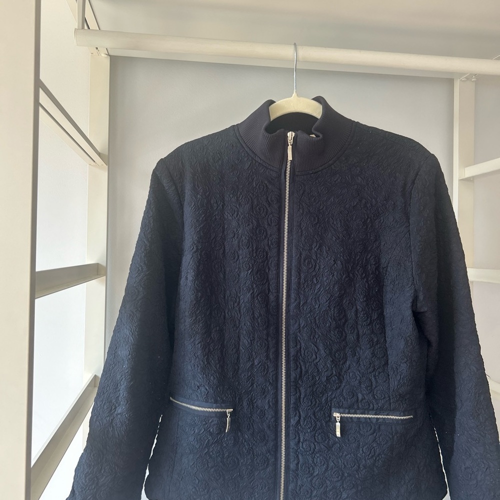 Melrose size large Elegant blue Textured Women's Jacket blazer vest
